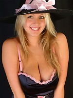 Sexy teen Emily is a naughty witch for Halloween